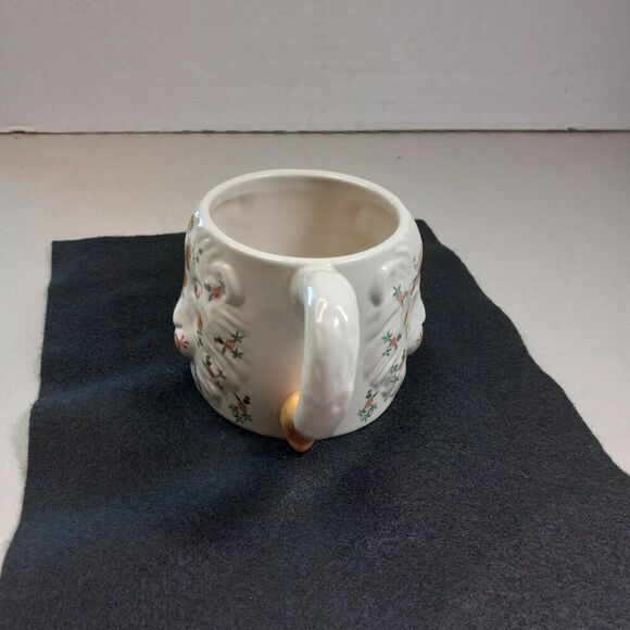 Anthropologie Floral Glazed Stoneware Lion Face with Tail Handle Mug Cottagecore - Picture 3 of 7